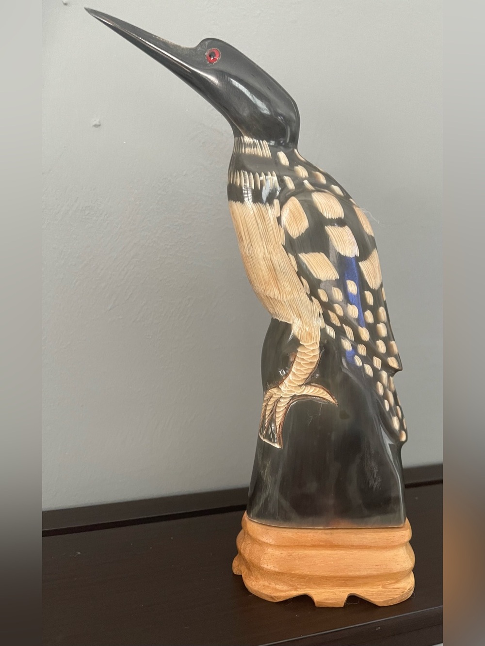 Handcrafted Black and Beige Decorative Bird Statue - Pets Bird